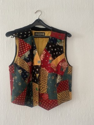 Roberto Cavalli Original Damen Weste Leder Gr. S Vintage