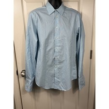 Calvin Klein Mens Slim Fit Non Iron Blue Stripe Dress Shirt Size 16 34-35