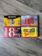 Lot of 4 Mixed Hi 8 Blank Tapes 120min Digital 8 Maxwell Sony