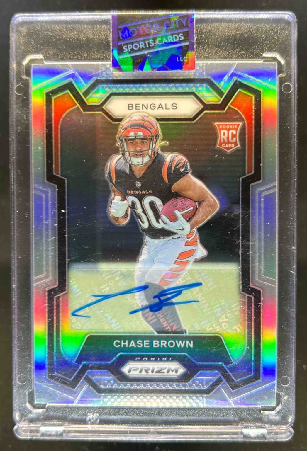 2023 Prizm Chase Brown Auto RC Silver Rookie #318 Bengals