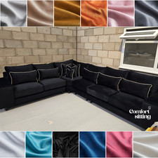6 Seater Large Corner Sofa for Living Room in Black Colour-Corner Couch for Sale