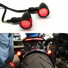 Pair Motorcycle Led Brake Bullet Running Turn Signal Tail Red Light For Bobber