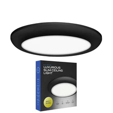 NEXT GLOW Ultra Slim Edge-Lit 6.5 Round Black Ceiling Light 3000K LED FlushMount