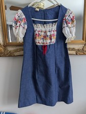 70's Drindl Boho Peasant Short Dress Size Small