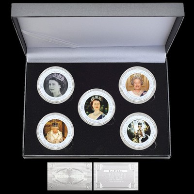 5-teiliges Queen Elizabeth II Platinum Jubilee 70th Anniversary Coin Set mit Geschenkbox