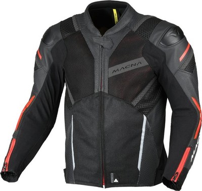 Macna Galvic perforierte Motorrad Leder-/Textiljacke, schwarz, 50