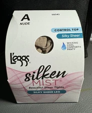 L'eggs Silken Mist Silky Sheer Tights Control Top Wicking Panty Nude A