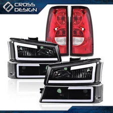LED DRL Headlights Bumper Lamps + Tail Lights Fit For 03-07 Silverado