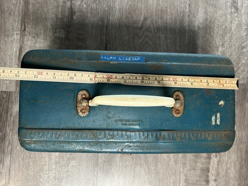 Cassetta porta attrezzi da pesca vintage anni 50 Union Chest Watertite blu metallo forniture - Foto 15 di 15