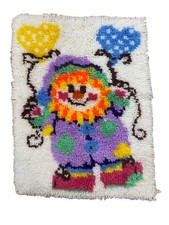 Vintage Clown Latch Hook Rug Circus Room Decor 20x26