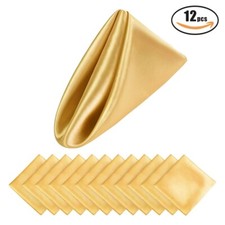 12X Colour Napkins - Wedding Tableware Satin Silk style Dinner Party Fabric UK