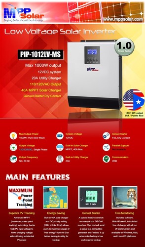 Caricabatterie 1000w 12v 110v mppsolar inverter 20A 40A MPPT caricatore solare - Foto 2 di 13