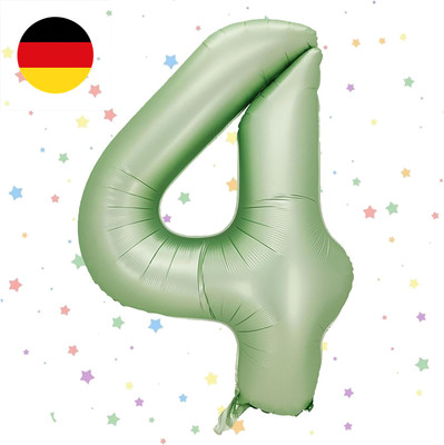 BIRTHtagsballon Dekoration - GEBO Experiment 101 cm Salbeigr�n Heliumzahl Luftba