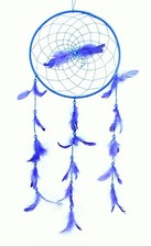 Large Royal Blue Dream Catcher Handmade String Feather Car Home Wall Decor