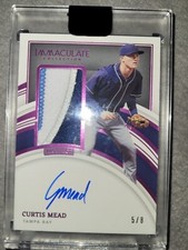 2022 Panini Immaculate Curtis Mead Pink Prospect 3 Color Patch Auto 5 of 8 Rays 
