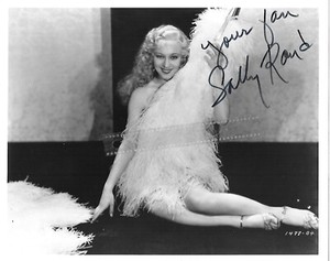 Sally Rand Autograph Burlesque Queen Fan Bubble Dancer World's Fair Blonde