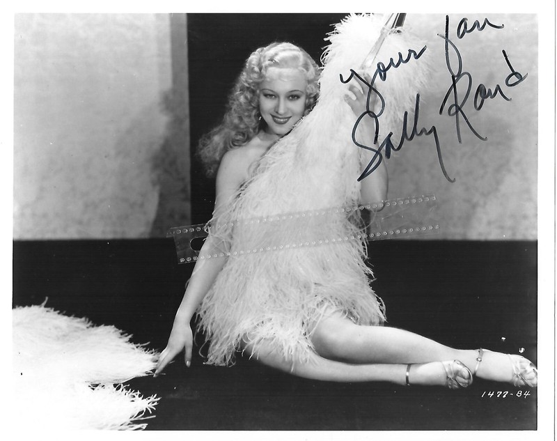 Sally Rand Autograph Burlesque Queen Fan Bubble Dancer World's Fair Blonde