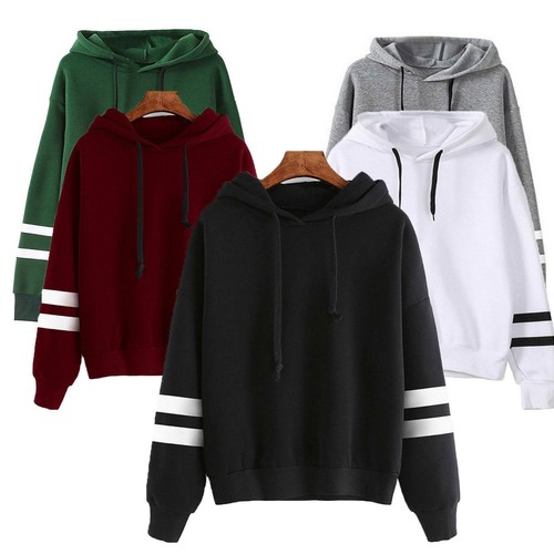 Woman Hooded Sweatshirt Striped Long Sleeve Hoodies Tops Jumper