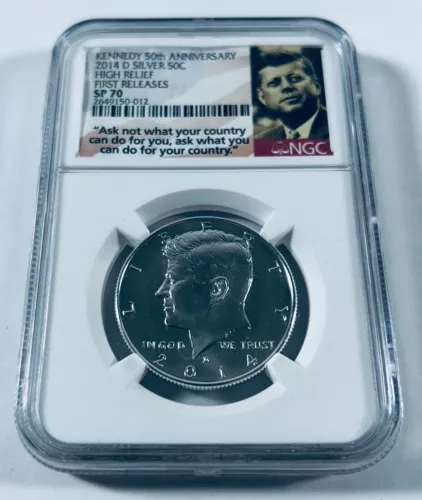 2014 D SILVER HIGH RELIEF EARLY RELEASES 50C NGC SP70