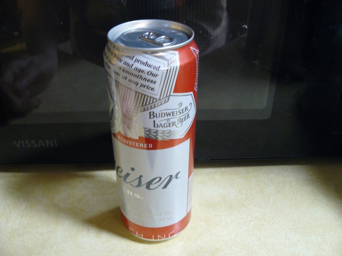 White/Blue/Red BUDWEISER 25 oz. Beer CAN ANHFUSER - Open