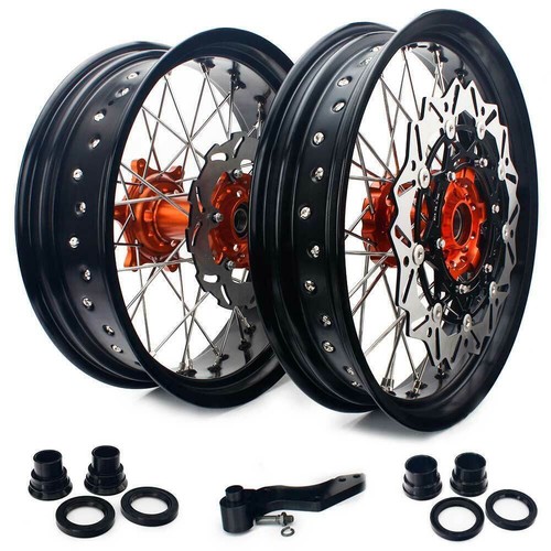 17" Supermoto Ruote Cerchio Dischi Staffa per KTM EXC SX XCW XC-F SXS SX-F EXC-F - Foto 11 di 12