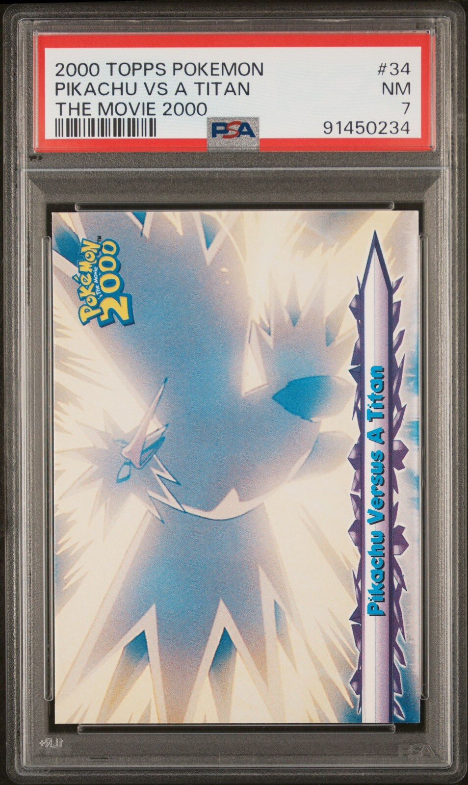 Topps Pokemon The Movie 2000 #34 Pikachu Versus A Titan PSA 7