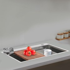 29.53-inch Undermount Workstation Kitchen Sink Single Bowl with Pull-out Faucet