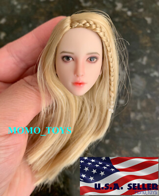 1/6 Female Head Sculpt Blonde Hair For 12'' Hot Toys PHICEN TBLeague Figure  USA 