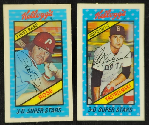 1980 KELLOGG'S 3-D # 27 CARL YASTRZEMSKI RED SOX HOF+ #35 PETE ROSE PHILLIES