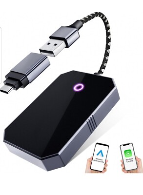 Carplay Wireless Adapter 2024, 2 in 1 Android Auto Wireless Adapter Carplay
