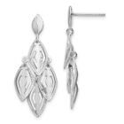14k White Gold Diamond Cut Post Dangle Chandelier Earrings Gift for Mother