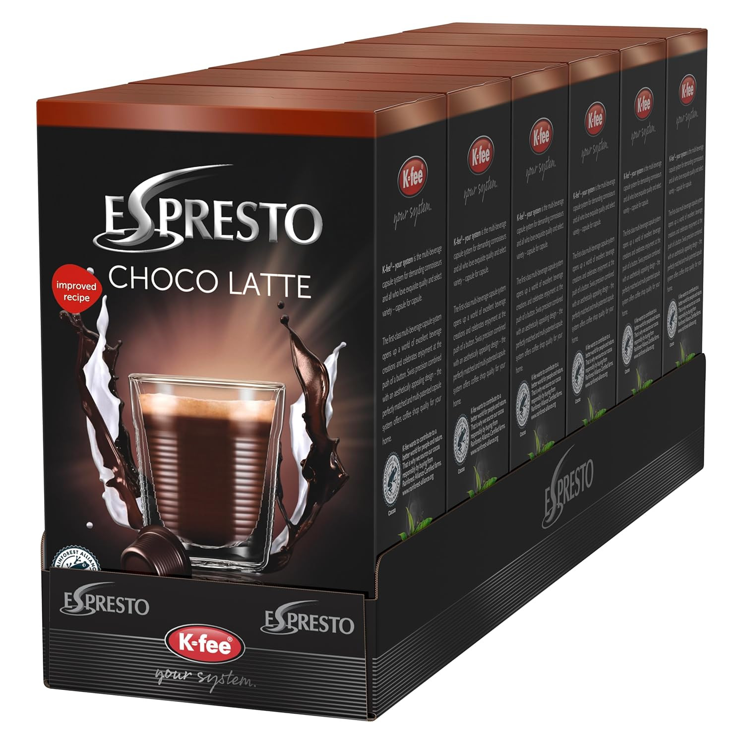 ESPRESTO Chocolatte Kakaokapseln Stärke 7, K-Fee System, 6Er Pack (6X200 G)