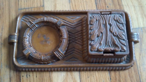 Vintage 3 PC Cigarette Box Ashtray Tray 10.5x5.25 RARE Trinket Box