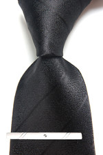 New Classic Striped Black Gray JACQUARD WOVEN 100 Silk Men's Necktie Tie