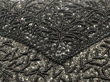 BON SOIR - Clutch Purse - Evening Bag - Handmade w Italian Beads 8  x5  x2  Black