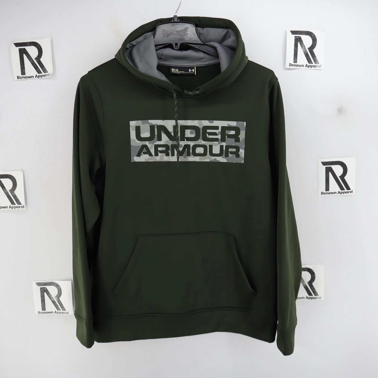 Men Under Armour Coldgear UA Green Camo Hoodie Sweat Shirt Size M Medium Hunting