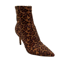 Jessica Simpson Womens Pointed Toe Stiletto Heeled Ankle Booties Size 8 Leopard
