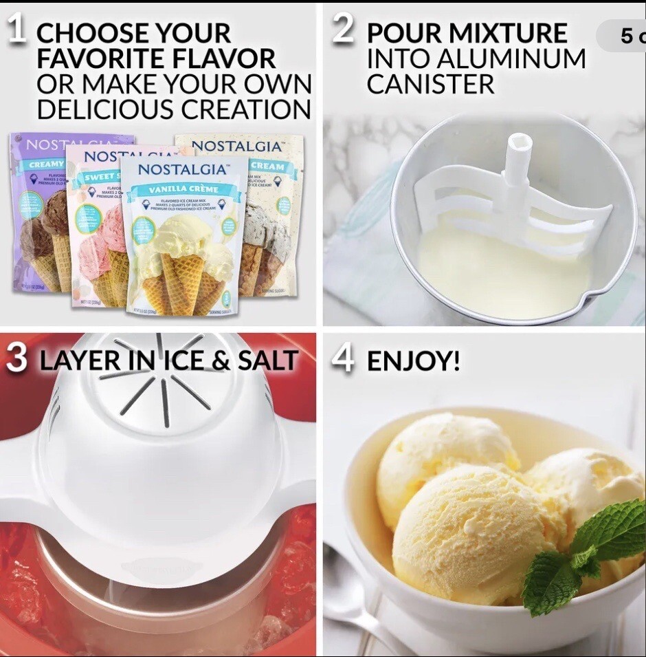 Nostalgia 4Quart Electric Ice cream Maker, Red. Brand new (open box