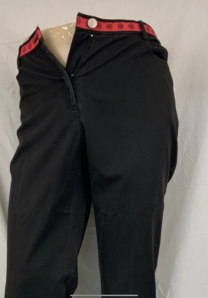 Pantalones Lilly Pulitzer Talla 10 Negro Algodón Poli Stret Rosa Cinturón Incorporado YGI T1-505 Foto 3 de 4