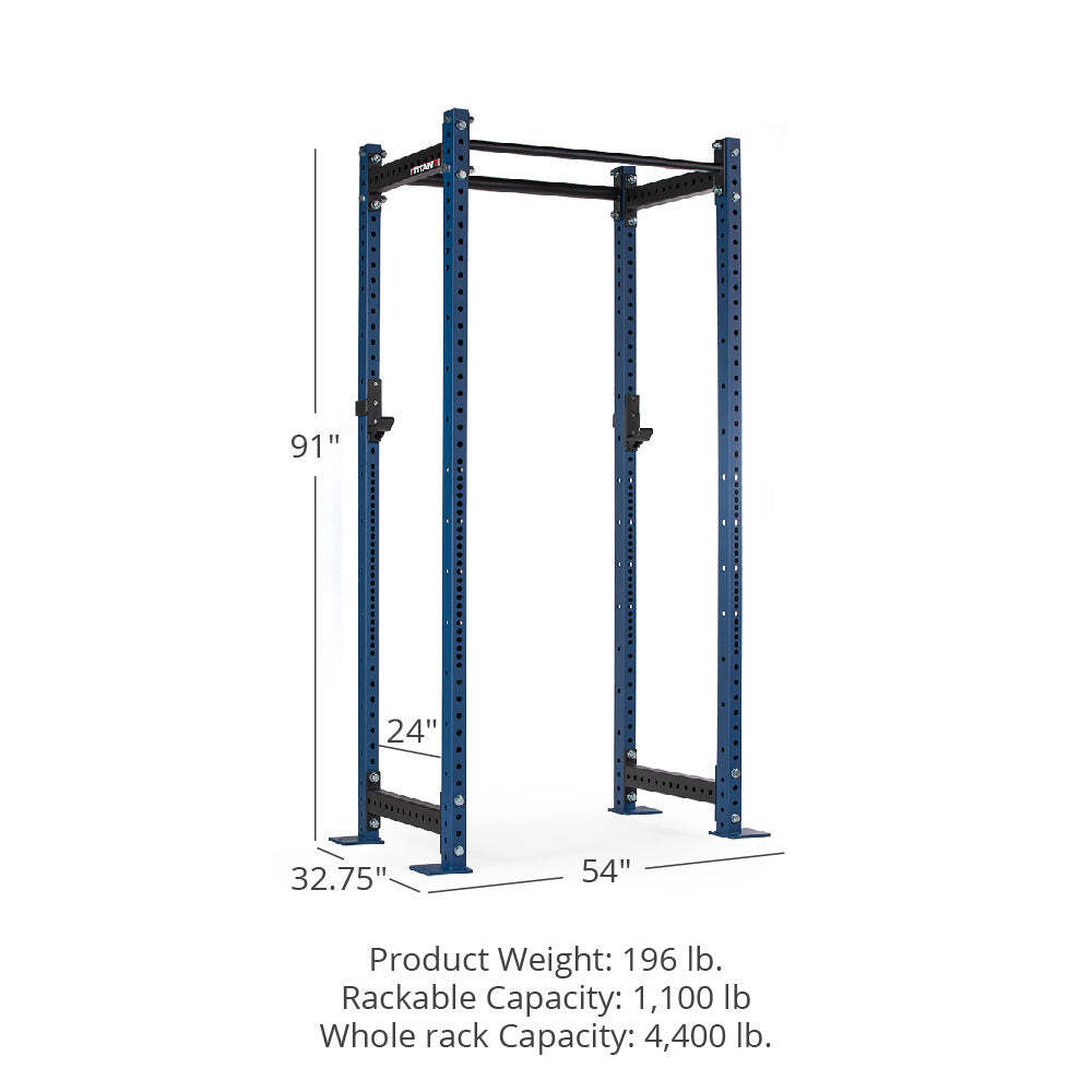 Titan Fitness T-3 Series Blue Tall Power Rack, 24in Depth, 1,100 LB Capacity