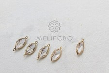 6pcs Crystal Horse Eye Charm Connectors,Transparent Glass Water Drop Pendant