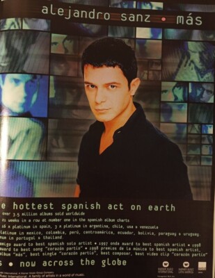 ALEJANDRO SANZ release ORIGINAL (UNFRAMED) 1998 magazine PROMO AD