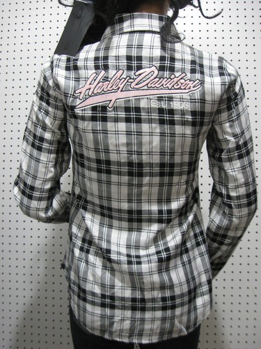 S nwt Harley Davidson Womens Pink Label Plaid Woven Shirt Soft 96284-23VW - Picture 4 of 6