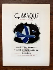 1959 Georges Braque Poster Lithograph  "Œuvre Graphique" Original Mourlot
