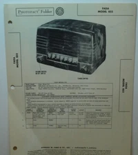 SAMS PHOTOFACT FOLDER 92-2 FADA MODEL 855 RADIO