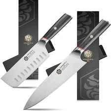 Kessaku 8" Chef & 6" Nakiri Knife Set - Spectre Series AUS-8 High Carbon Steel