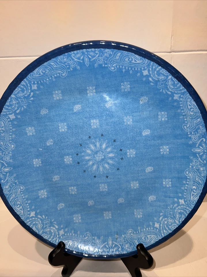 Tommy Hilfiger Melamina Cena Ensalada Servir Platos Denim Bandana Azul Paisley Foto 2 de 4
