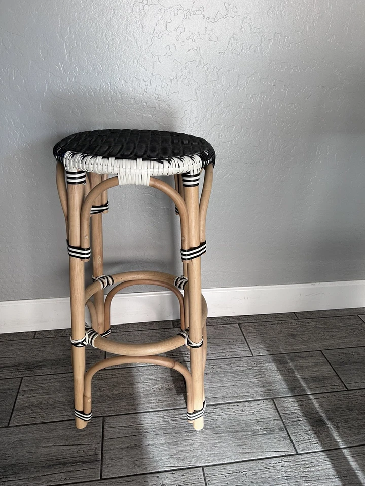 Perry Rattan Backless Woven Barstool Black/White - Threshold - Image 2 of 4