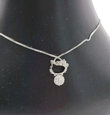 NEW Hello Kitty Necklace Cubic Zirconia CZ Diamond Pendant Silver 925 40cm