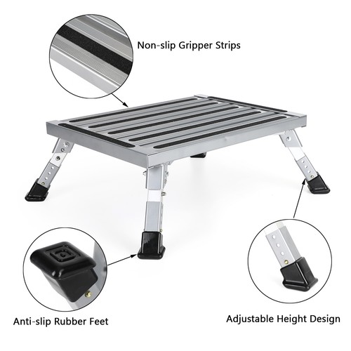 Folding Aluminum Platform RV Step Stool Trailer Camper Working Ladder Portable K - Picture 5 of 14
